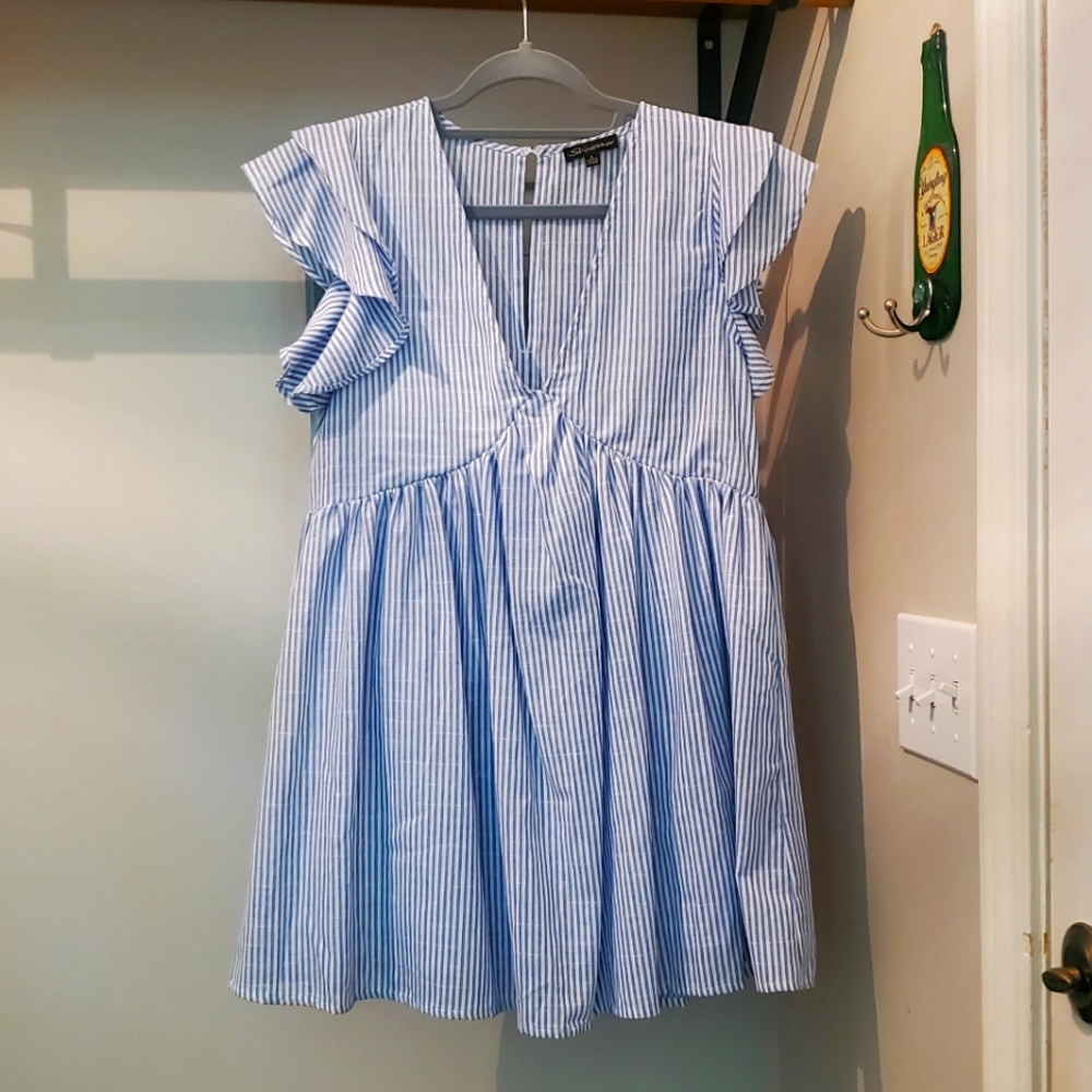 Blue and white stripped dress